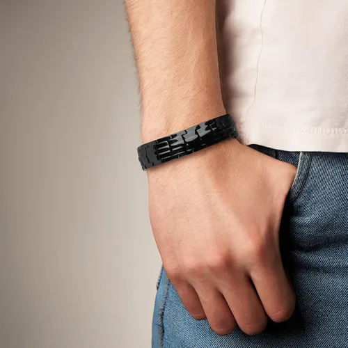 Vista 4 de MagEnergy Pulsera de cobre para hombre, 99.9% de cobre puro, pulsera magnética con imanes de doble fila, caja de joyería ajustable para la salud