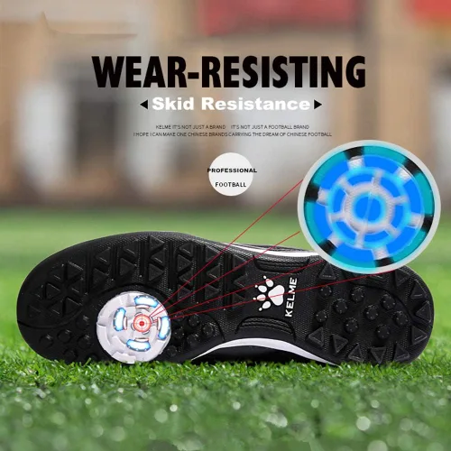 Vista 5 de KELME Zapatos de fútbol de interior para hombre, tacos de fútbol con soporte de arco, tenis de fútbol sala de rendimiento