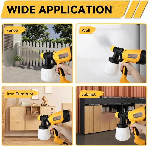 Vista 7 de Pistola pulverizadora de pintura eléctrica mejorada, pulverizador de pintura HVLP de alta potencia con 5 boquillas y 3 ajustes de pulverización