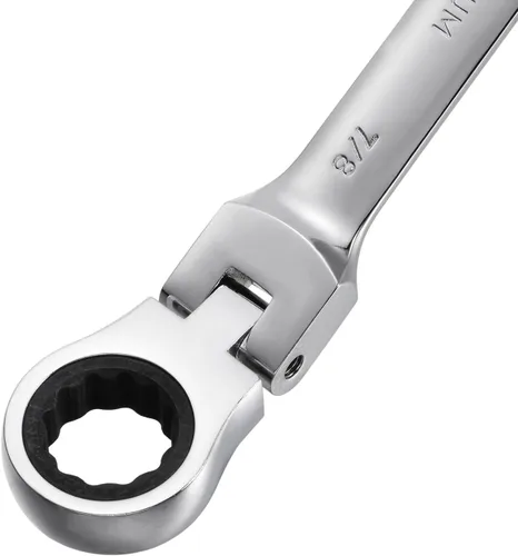 Vista 4 de uxcell Llave combinada de trinquete de cabeza flexible de 7/8 pulgadas SAE 72 dientes 12 puntos de trinquete caja terminada herramientas de llave