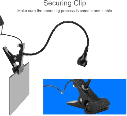 Vista 8 de Lámpara de curado de pegamento USB 3W, luz LED de calidad premium USB con clip e interruptor para reparación de teléfonos