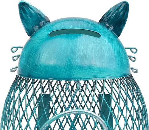 Vista 8 de Alcancía de metal para adultos, banco de dinero de animales con tapa inferior, regalos creativos y prácticos para gatos amantes de los gatos