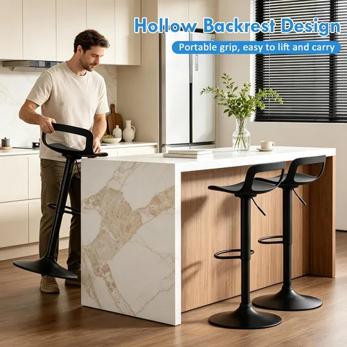 Vista 5 de LSSPAID Juego de 4 taburetes de bar giratorios de 360° de altura ajustable con respaldo y reposapiés, sillas de bar modernas de altura de mostrador