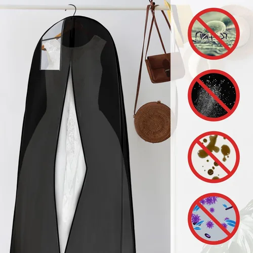 Vista 4 de Windyun Paquete de 6 bolsas de ropa para vestidos de novia de 71 pulgadas, bolsas de vestir para vestidos largos con refuerzo de 9 pulgadas