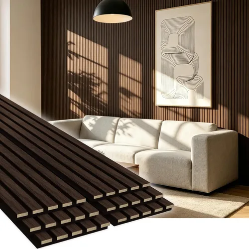 Vista 10 de EVERECO Paquete de 4 paneles de madera de 94.5 x 11 pulgadas para pared, paneles acústicos insonorizados de pared, paneles de pared 3D
