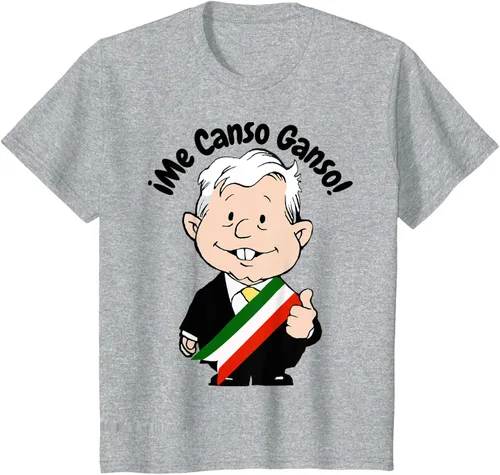 Vista 47 de AMLO Amlito Me Canso Ganso - Camiseta con diseño de dibujos animados mexicanos Gris Oscuro
