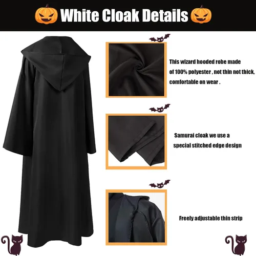 Vista 3 de Túnica con capucha para hombre, capa de caballero, disfraz de Halloween, túnica con capucha, capa de cosplay