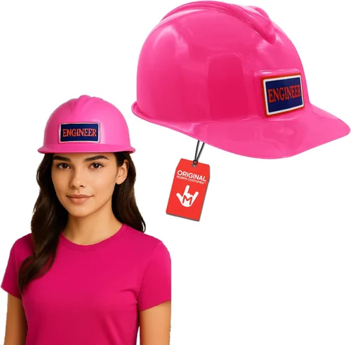 Vista 8 de Casco de construcción de plástico para adultos, sombrero duro de ingeniero, accesorio de disfraz de trabajador de carretera de constructor