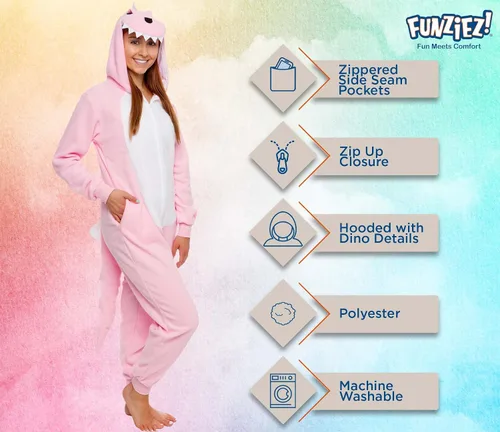 Vista 4 de Funziez! Mameluco ajustado para adultos, disfraz de Halloween de animales, traje de cosplay de una pieza de fruta de felpa para mujeres y hombres