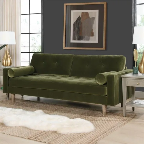 Vista 5 de Jennifer Taylor Home Nicholas - Sofá moderno de mediados de siglo de 83.5 pulgadas, terciopelo verde oliva