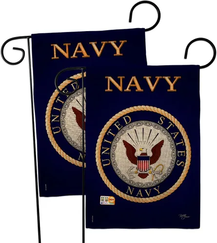 Vista 22 de Breeze Decor Bandera de jardín de 13 x 18.5 pulgadas, con licencia oficial de las Fuerzas Armadas de los Estados Unidos de la Marina de los Estados