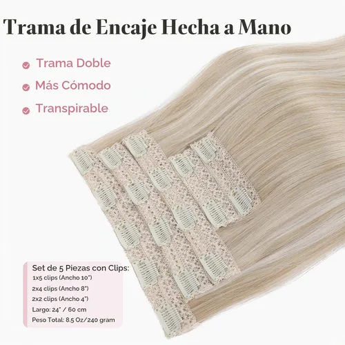 Vista 2 de REECHO Extensiones de cabello con pinzas, extensiones de cabello grueso y largo, extensiones de cabello sintético ligero para mujer, 24 pulgadas a