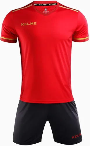 Vista 2 de KELME Conjunto de uniforme de fútbol para niños, adultos, niños y niñas, camiseta de fútbol y pantalones cortos, equipo deportivo atlético, camiseta
