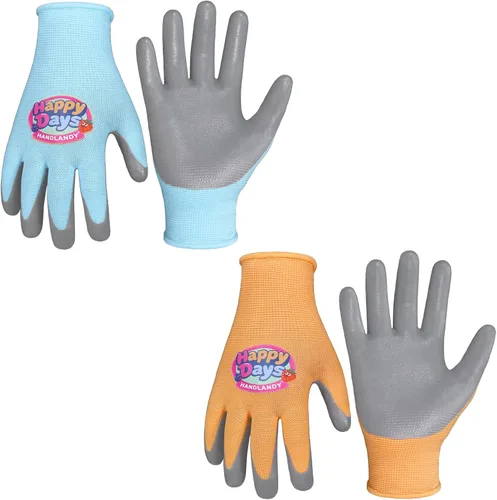 Vista 23 de HANDLANDY 3 pares de guantes de jardinería para niños sin látex, guantes de jardín para niños y niñas con revestimiento de nitrilo para niñas y Verde