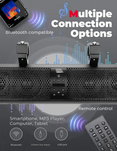 Vista 3 de KEMIMOTO Barra de sonido UTV de 18 pulgadas, altavoz SXS RGB, control inalámbrico, Bluetooth, compatible con 2 tweeter y 2 subwoofers compatible