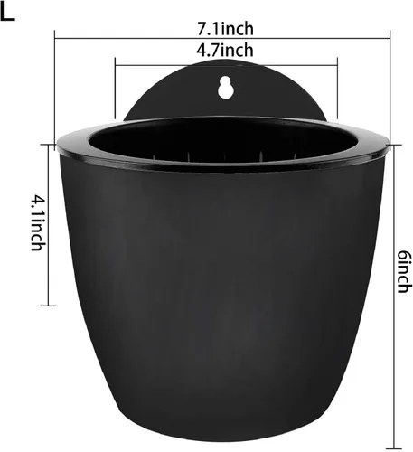 Vista 5 de Paquete de 7 macetas de plástico con riego automático para colgar en la pared, tamaño de 7 pulgadas con 7 ganchos de repuesto para plantas, flores