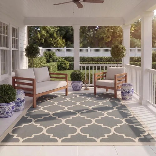 Vista 26 de SAFAVIEH Courtyard Collection - Alfombra decorativa de 2 x 3 pies 7 pulgadas, verde oscuro y beige, no desprende pelusa y de fácil cuidado
