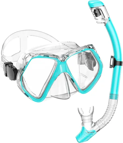 Vista 12 de Equipo de esnórquel para adultos, esnórquel seco, juego de máscara para adultos, máscara de buceo, equipo de buceo, gafas de natación con cubierta