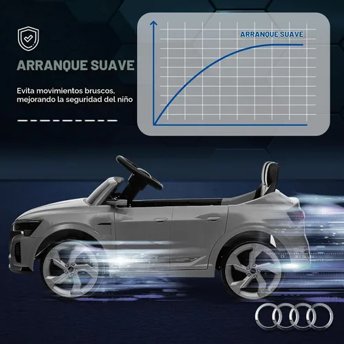 Vista 6 de Qaba Audi Q8 e-tron Sportback Licensed 12V Kids Ride on Car Music Gray Gris