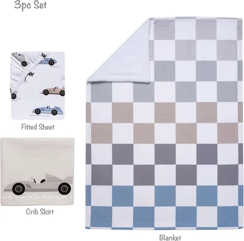 Vista 8 de Lambs & Ivy – Juego de cama para cuna de 3 piezas, diseño de autos/transporte, para bebé