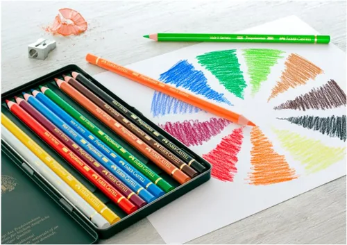 Vista 5 de Faber-Castell Art & Graphic Polychromos Lápiz de Color, Multicolor, Caja de 12, Para Arte, Manualidades, Dibujo, Boceto, Hogar, Escuela