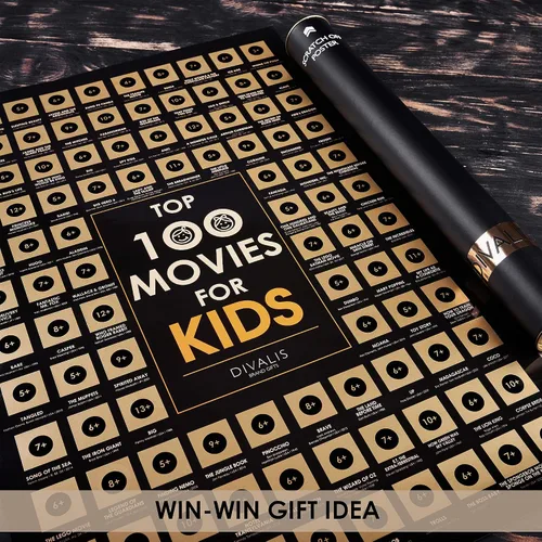 Vista 5 de Póster de películas para niños para raspar - Mapa de lista de deseos de los 100 mejores niños - Póster de cine para niños rascador grande - Tabla