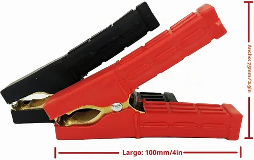 Vista 5 de 4 piezas de abrazaderas de cable de puente Abrazaderas de batería de cocodrilo de cobre puro 100A-500A Abrazaderas de cargador de batería de coche
