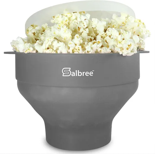 Vista 21 de La máquina original de palomitas de maíz Salbree plegable de silicona para microondas, recipiente microondas con capacidad para 16 tazas, utiliza