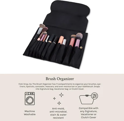 Vista 4 de KUSSHI Bolsa de Maquillaje y Cosméticos Lavable para Viaje, Negro