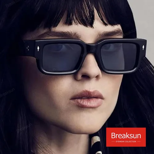 Vista 3 de Breaksun Gafas de sol rectangulares gruesas para mujeres y hombres, lentes de sol cuadrados gruesos de los años 90, lentes de sol de cara pequeña