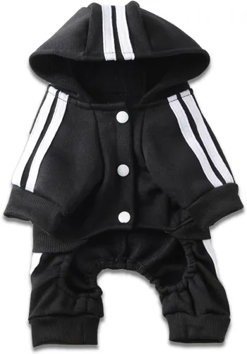 Vista 5 de MeowWow Sudadera con capucha para cachorros pequeños, suéter de 4 patas, mono de forro polar, sudadera con capucha para mascotas, ropa de invierno