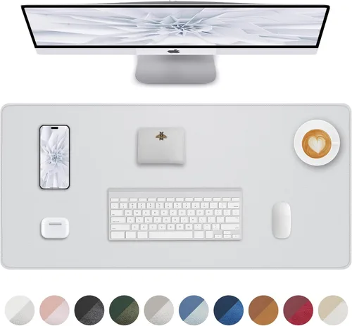 Vista 12 de Tapete protector para escritorio y mouse, antideslizante, de piel sintética, tapete impermeable de escritura para laptop, para oficina y hogar