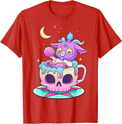 Vista 107 de Kawaii Pastel Goth Cute espeluznante Pentáculo Baphomet - Camiseta de cabra, Negro