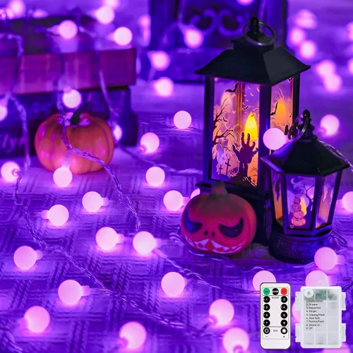 Vista 16 de JMEXSUSS Luces de Cuerda de Globo, Luces de Navidad Rojas y Blancas, Enchufe de 100 LED Globe String Lights Plug in with Remote, 33 ft 8 Modes