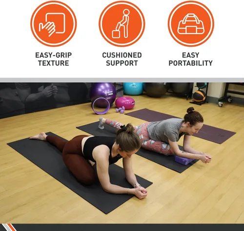Vista 2 de Body Sport Esterilla de yoga, superficie antideslizante de alta densidad con absorción de golpes, ideal para yoga, pilates y entrenamientos en casa