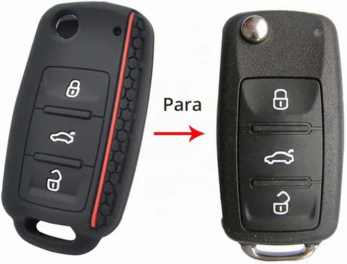 Vista 2 de Funda para Llavero de Silicona Protector de Llave sin Contacto Compatible con VW Volkswagen Tiguan Golf Polo Jetta Passat