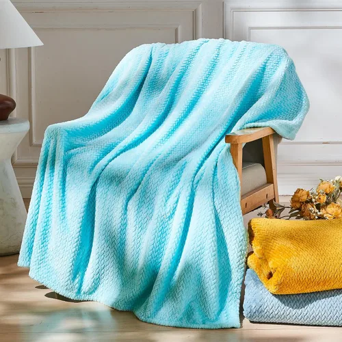 Vista 67 de NEWCOSPLAY Manta de Tiro Súper Suave Aqua Franela Sedosa Premium Fleece con Patrón de Hojas Ligera Manta de Cama para Uso en Todas las Estaciones
