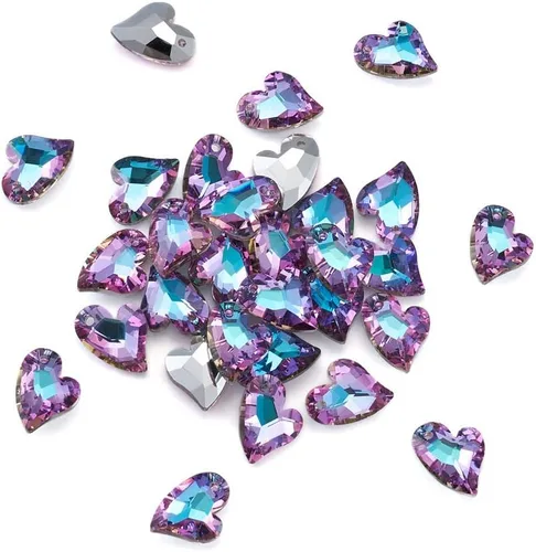 Vista 17 de Cheriswelry 96 dijes de cristal de mariposa transparente facetados, colgantes de corazón de amor, adornos colgantes de 51.732 in para hacer aretes