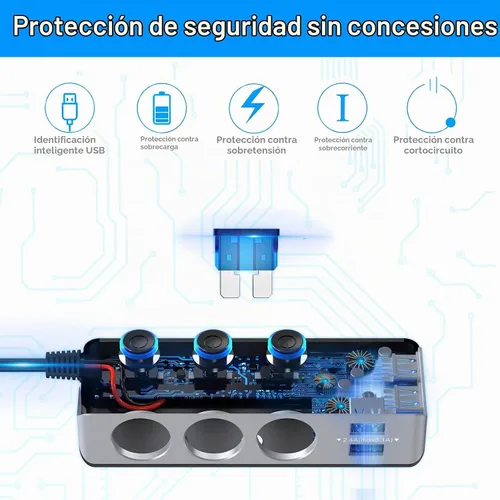 Vista 7 de Qidoe - Divisor de encendedor de cigarrillos de carga rápida 3.0, adaptador de encendedor de cigarrillos de 180 W con 4 USB de carga rápida, CC 12