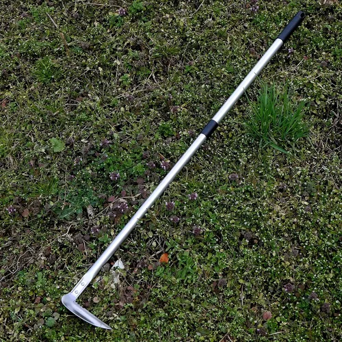 Vista 3 de Hoz de deshierbe con mango largo ajustable (26-1/2 a 42-3/4 pulgadas), acero inoxidable japonés, fabricado en Japón, herramienta telescópica