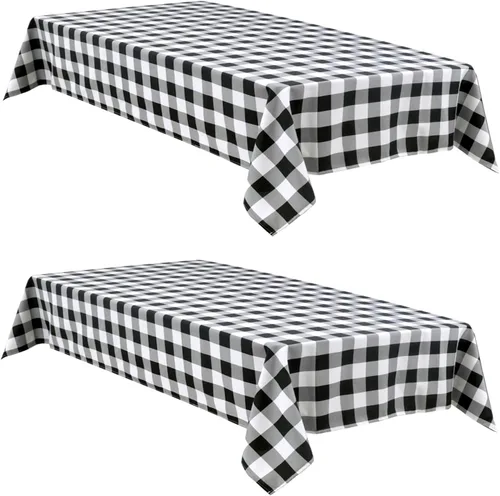 Vista 45 de Hiasan - Mantel cuadrado a cuadros, 30 x 30 pulgadas, tela impermeable y resistente a las arrugas para picnic, cena y fiesta, tela de poliéster