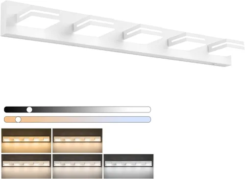 Vista 20 de SineRise - Lámparas LED modernas para tocador de baño (4 luces, 30 pulgadas) (5CCT, regulables), lámparas modernas de pared para baño de acrílico