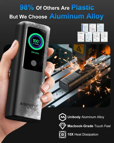 Vista 5 de AsperX Banco de energía para ordenador portátil, 165W 20000mAh, Unibody de Gris