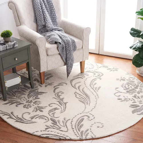 Vista 24 de SAFAVIEH Jardin Collection - Alfombra de área de 5 x 8 pies, gris, lana hecha a mano, ideal para zonas de alto tráfico en sala de estar, dormitorio