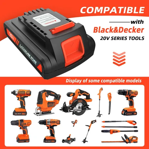 Vista 2 de Batería de repuesto LBXR20 de 20 V Max 4.0Ah para Black and Decker LBXR2520 LBXR2020 LBX20 LB2X4020 LB2X3020 y compatible con LCC221 LST522 LST201