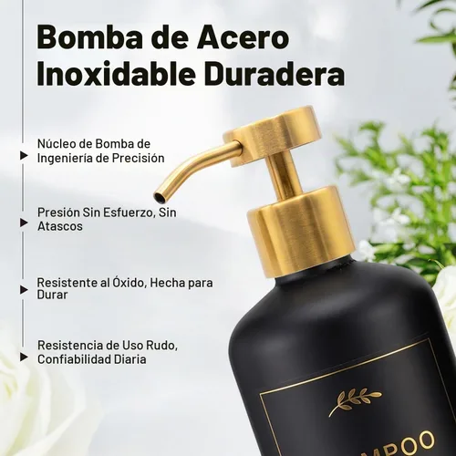 Vista 6 de Prus Waso Dispensador de champú para ducha, negro y dorado