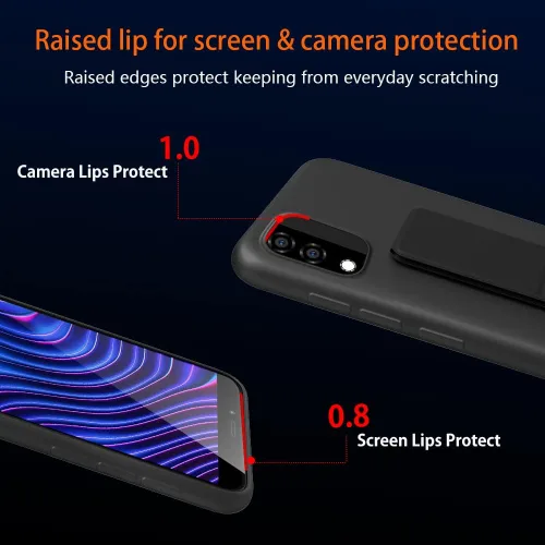 Vista 2 de Funda compatible con BLU C5 Max 2022 con soporte plegable Funda protectora de silicona TPU de silicona con soporte telescópico magnético