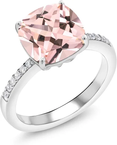 Vista 70 de Gem Stone King Anillo de compromiso de plata de ley 925 con piedra preciosa de corte cojín de 0.39 pulgadas Anillo de compromiso de aniversario