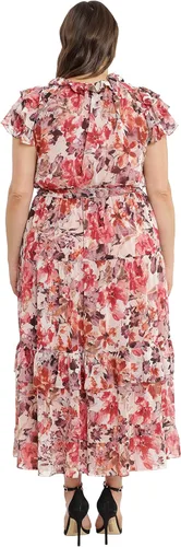 Vista 6 de Maggy London Vestido largo de manga raglán con volantes en capas para mujer