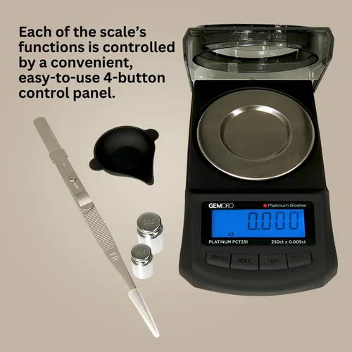Vista 6 de GemOro Platinum PCT251 Durable Precise Jewelers Premium Class Quilat Mini Scale Herramienta de precisión digital con lectura profesional experta